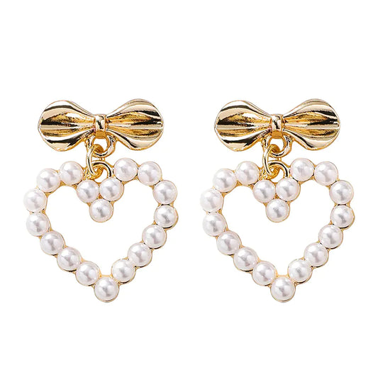 Brincos Coração de Pérolas