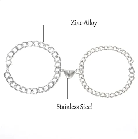 Pulseira Magnética para Casais com Coração