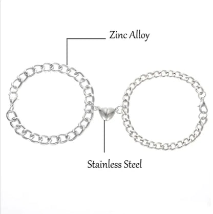 Pulseira Magnética para Casais com Coração