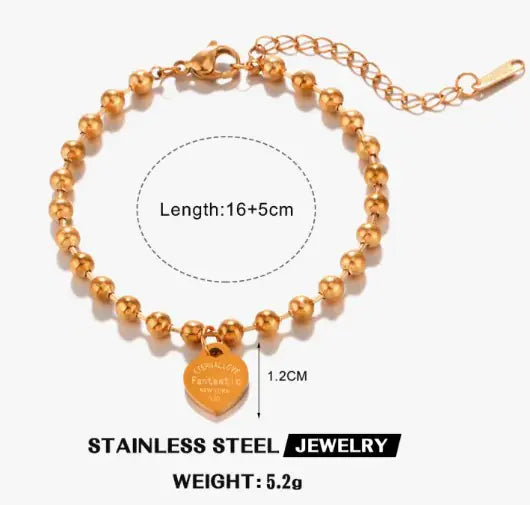 Pulseira Dourada com Corações