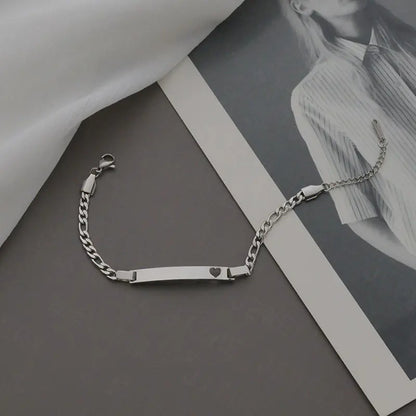 Pulseira de Aço Inoxidável com Coração