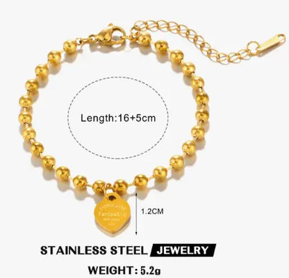 Pulseira Dourada com Corações