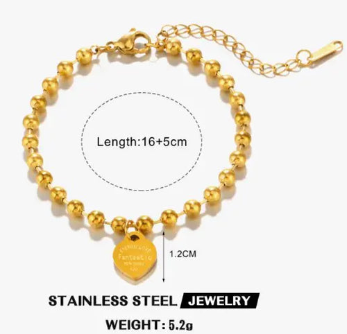 Pulseira Dourada com Corações