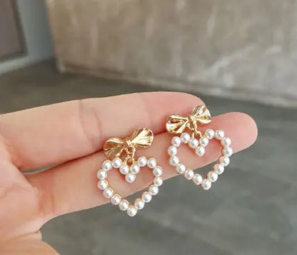 Brincos Coração de Pérolas